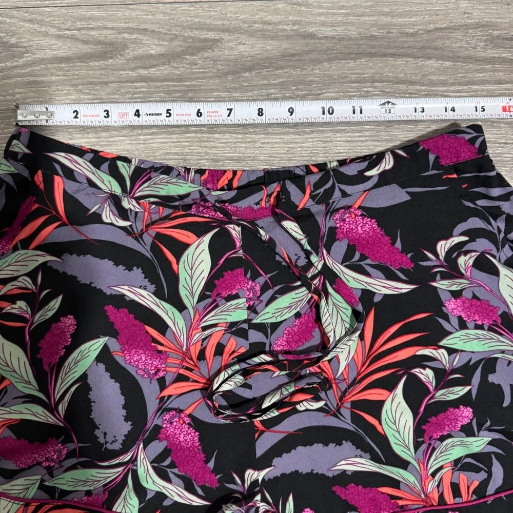Isaac Mizrahi Sleepwear Womens Large Tropical Floral Pajama Shorts Black Pink‎ L